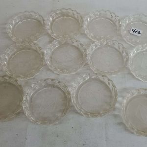 (12) Pressed Glass Sawtooth Edge Ashtrays